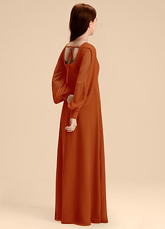 Azazie Bondi Junior Abito A-Line in Chiffon Blusa Paprika image6