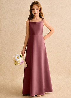 Azazie Joella Girls Formal Flower Girl Klänningar Klä A-Line i Matt satäng Plisserad image6