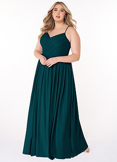 Azazie Cora Abiti da Damigella Abito A-Line in Chiffon Plissettato Pino image8