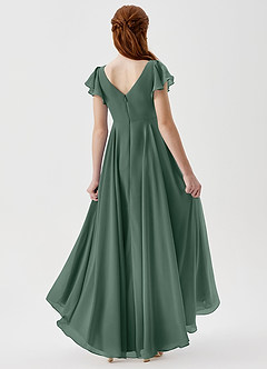 Azazie Caria Junior Sea Moss A-Line Pleated Chiffon Dress image2