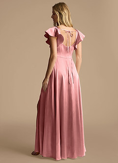 Azazie Bondi Bridesmaid Dresses Rosette A-Line Bow Metallic Satin Dress image3