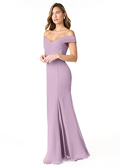 Azazie Lecia Bridesmaid Dresses Wisteria Empire Off-The-Shoulder Pleated Chiffon Convertible Dress image3