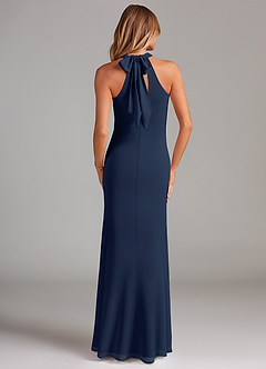 Azazie Doretta Bridesmaid Dresses Dark Navy Mermaid Pleated Chiffon Dress image2