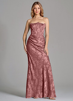 Azazie Ezrena Bridesmaid Dresses Desert Rose Mermaid Strapless Floral Burnout Convertible Dress image3