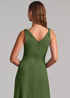 Azazie Nerine Brudtärnklänningar Klä av A-Linje i Chiffong Plisserad Oliv image7