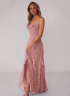 Barbie ♥ Azazie Bridesmaid Dresses Dusty Rose Sheath Bow Chiffon Dress image5