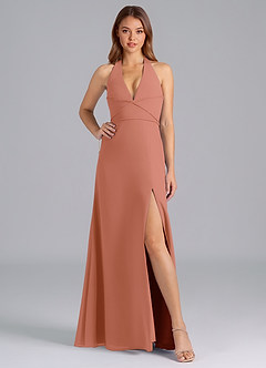 Azazie Odie Vestidos de damas de honor Vestido de Mai Tai de Gasa de Corte en A image5