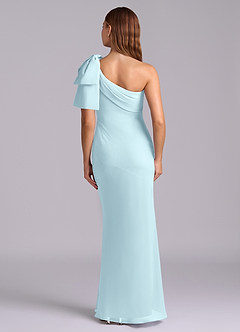 Azazie Yuanna Bridesmaid Dresses Cloud Blue Mermaid One Shoulder Chiffon Dress image2