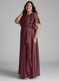 Azazie Aaliyah Modest Bridesmaid Dresses A-Line Scoop Pleated Chiffon Floor-Length Dress image7