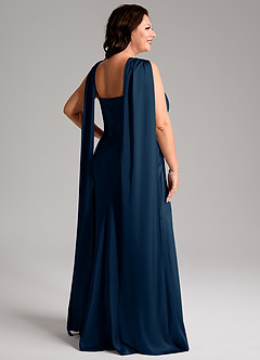 Azazie Kinsley Bridesmaid Dresses Dark Navy Mermaid Side Slit Stretch Satin Dress image9