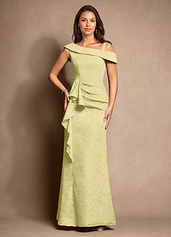 Azazie Hamptons Mère de la mariée Robes Robe Trapèze en Blumen-Burnout Plissée Sorbet Citron image6