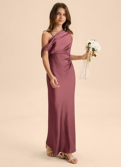 Azazie Emerson Junior Abito Tubino in Raso Elasticizzato a Spalla Scoperta Merlot image5