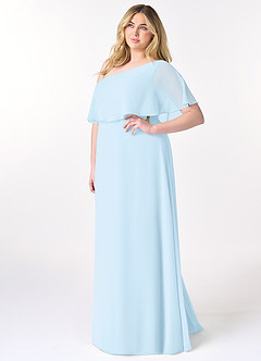 Azazie Lizzy Jurken voor bruidsmeisjes Jurk van Chiffon met A-Lijn One-Shoulder Hemelsblauw image10