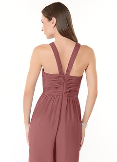 Azazie Berdie Bridesmaid Dresses Amethyst Halter Chiffon Jumpsuit image6