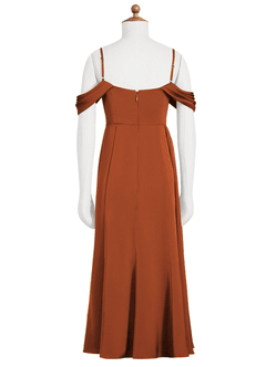 Azazie Amyra Junior Vestido de Canela de Satén Elástico de Recto con Vestidos sin tirantes image7
