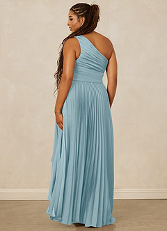 Christian Siriano Bridal for Azazie 1008 Robes de demoiselle d'honneur Robe Trapèze en Satin extensible Ue épaule Bleu Maussade image10