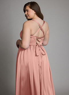 Azazie Francis Bridesmaid Dresses Rosette A-Line Corset Stretch Satin Dress image15