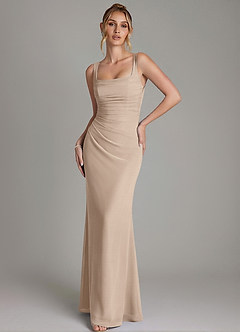 Azazie Agustina Bridesmaid Dresses Taupe Mermaid Corset Chiffon Dress image4