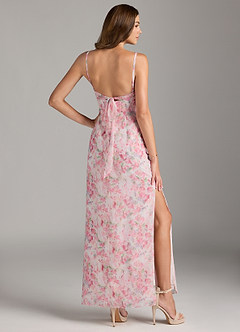 Azazie Mai Bridesmaid Dresses Abstract Watercolor Floral Sheath Pleated Chiffon Dress image8