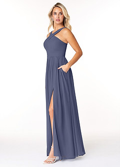 Azazie Elvira Bridesmaid Dresses Stormy A-Line Pleated Chiffon Dress image3