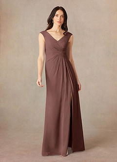 Azazie Sally Final Sale Black A-Line V-Neck Pleated Chiffon Dress image1