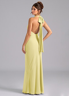 Azazie Velli Bridesmaid Dresses Lemon Sorbet Mermaid Bow Chiffon Dress image7
