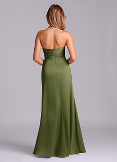 Azazie Sabrine Final Sale Olive A-Line Sweetheart Neckline Stretch Satin Dress image2