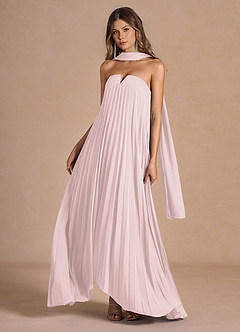 Nahla Powder Pink Allover Pleated Maxi Dress image2