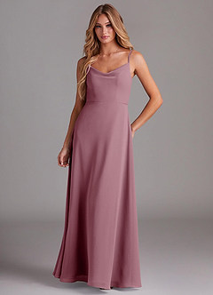 Azazie Daenerys Bridesmaid Dresses Vintage Mauve A-Line Cowl Chiffon Dress image1