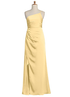 Azazie Eren Junior Butter Sheath Pleated Stretch Satin Dress image6