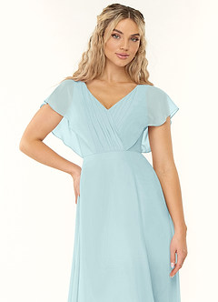 Azazie Rylee Bridesmaid Dresses Sea Glass A-Line Pleated Chiffon Dress image5