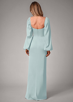 Azazie Sonata Bridesmaid Dresses Mist Sheath Long Sleeve Stretch Satin Convertible Dress image2