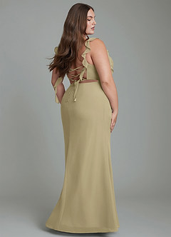 Azazie Jessamine Bridesmaid Dresses Moss Green Mermaid Corset Chiffon Dress image10