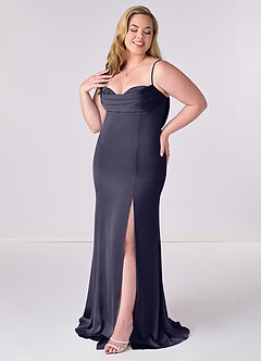 Barbie ♥ Azazie Bridesmaid Dresses Stormy Mermaid Corset Stretch Satin Dress image9