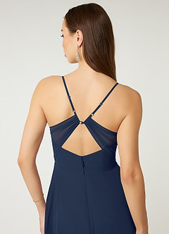 Azazie Minie Abiti da Damigella Abito A-Line in Chiffon Fiocco Marino Scuro image7