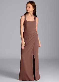 Azazie Mero Junior Espresso Mermaid Pleated Chiffon Dress image6