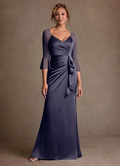 Azazie Nampa Suknie dla Matki Panny Młodej Osłona Pofałdowany Siatka Długość podłogi Sukienka image1