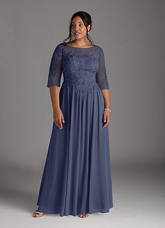 Azazie Mirielle vestidos de madre de la novia Vestido de Tormenta de Gasa de Corte En A con Encaje Scoop image9