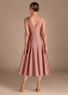Azazie Fulton Mère de la mariée Robes Robe Trapèze en Satin extensible Plissée Rosette image3
