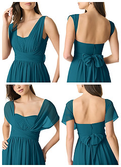 Azazie Olani Bridesmaid Dresses Ink Blue A-Line Off the Shoulder Chiffon Convertible Dress image9