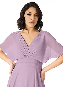 Azazie Pamela Bridesmaid Dresses Wisteria A-Line V-Neck Pleated Chiffon Dress image4