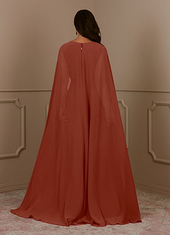 Azazie Isa Mère de la mariée Robes Robe Trapèze en Mousseline de soie Col V plissé Auburn image10