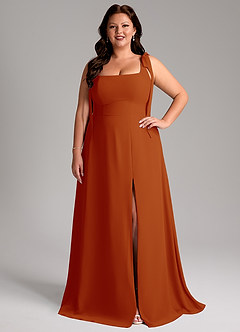 Azazie Debra Bridesmaid Dresses Paprika A-Line with Pockets Chiffon Convertible Dress image8