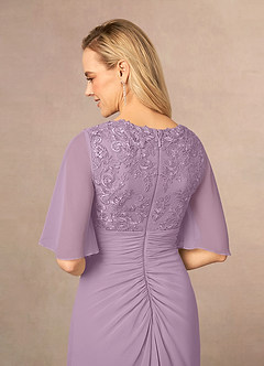 Azazie Carson Kleider für die Brautmutter A-Linie V-Hals Spitze Chiffon Kleid Blauregen image5