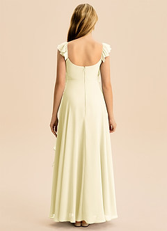 Azazie Carmin Junior Lemon Sorbet A-Line Ruched Chiffon Dress image2