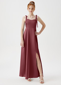 Azazie Rosey Junior Desert Rose A-Line Sweetheart Neckline Stretch Satin Dress image5
