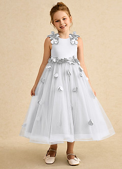 Azazie Atta Flower Girl Dresses White A-Line One Shoulder Tulle Dress image1