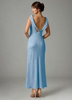 Azazie Kieryn Brudtärnklänningar Klä av Sjöjungfru i Stretch Satin Plisserad Puderblå image5