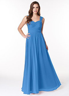 Azazie Zapheira Bridesmaid Dresses Blue Jay A-Line Ruched Chiffon Dress image1