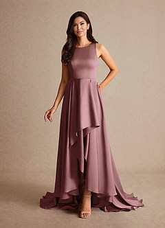Azazie Niles Mother of the Bride Dresses Vintage Mauve A-Line Trains Stretch Satin Dress image8